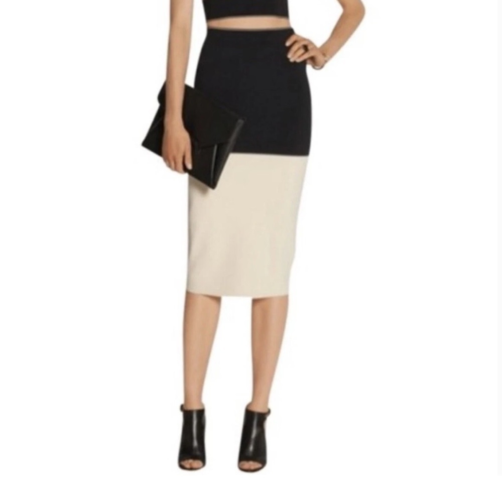 NWOT Rag and Bone Regina colorblock cream black bandage midi skirt pencil fit S